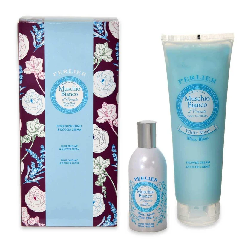 Perlier Cofanetto bagno doccia 250 ml + profumo elisir 100 ml muschio bianco