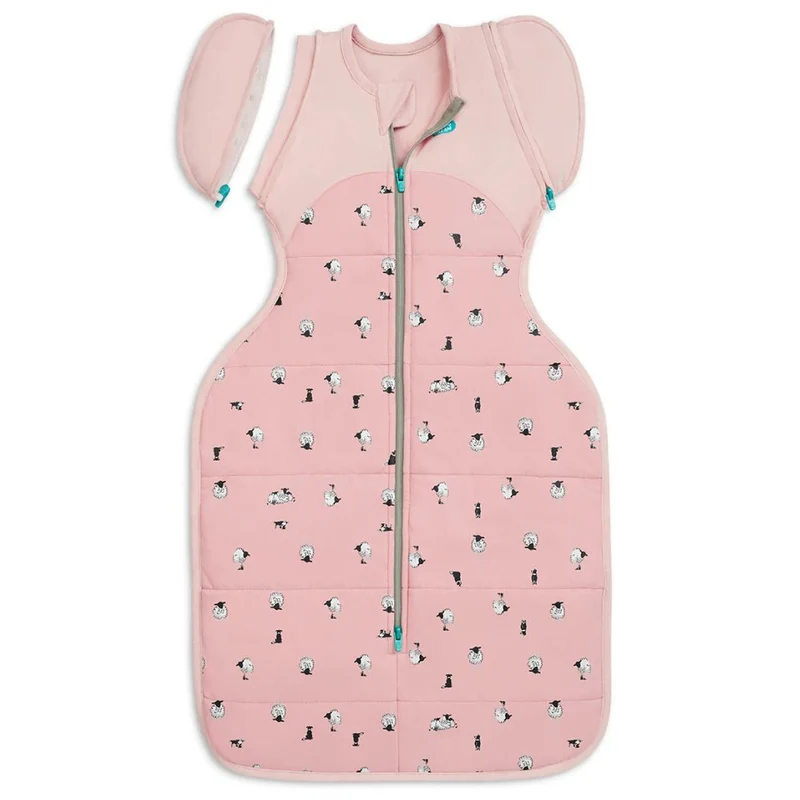 Love to Dream Swaddle Up Transition Bag 2.5 Tog Quilted Organic Cotton & Merino Sleeping Bag - Lamb's Best Friend (Rose)