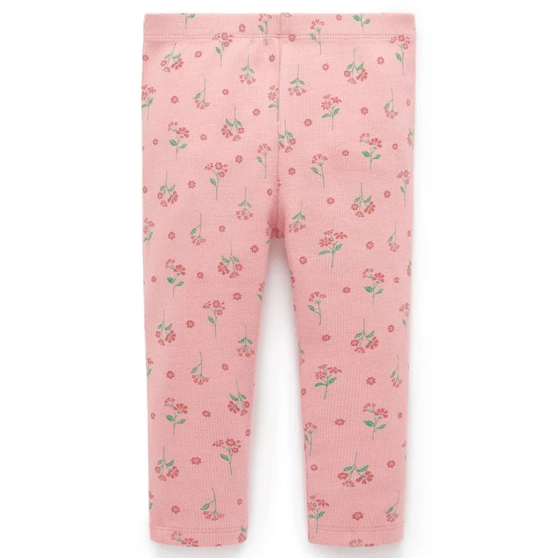 Purebaby Thick Rib Leggings - Blush Woodland Flower