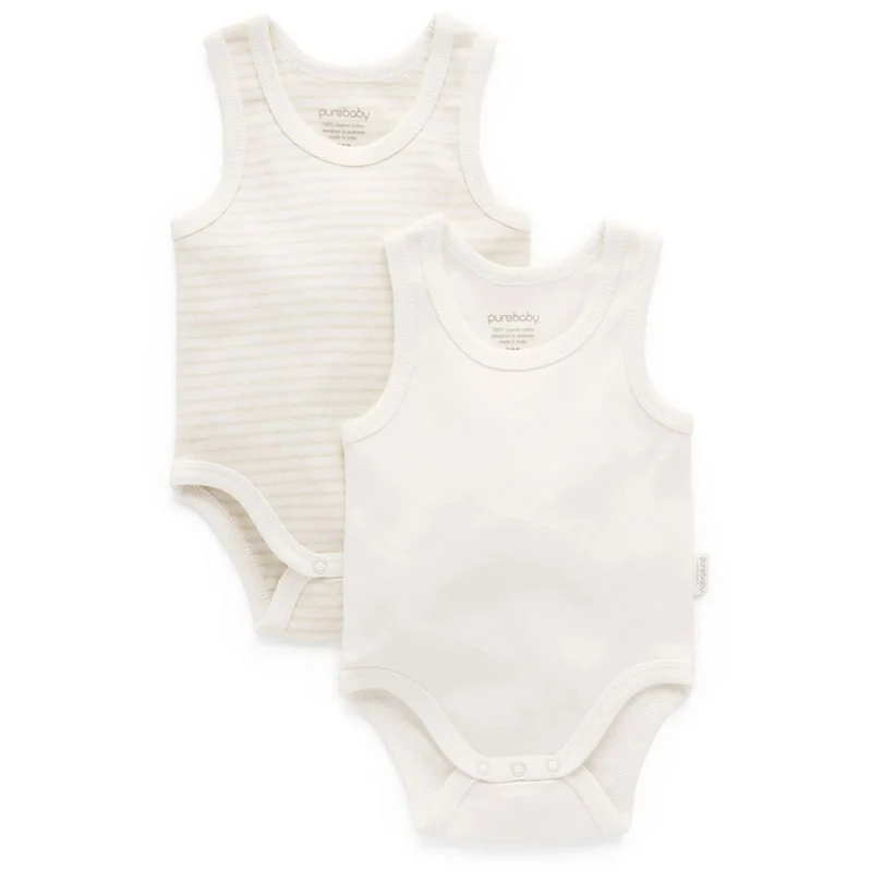 Purebaby Rib Bodysuit 2 Pack - Wheat
