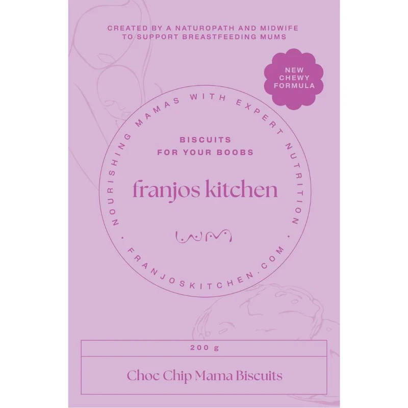 Franjos Kitchen Lactation Cookies Mama Biscuits - Choc Chip (New Chewy Formula)