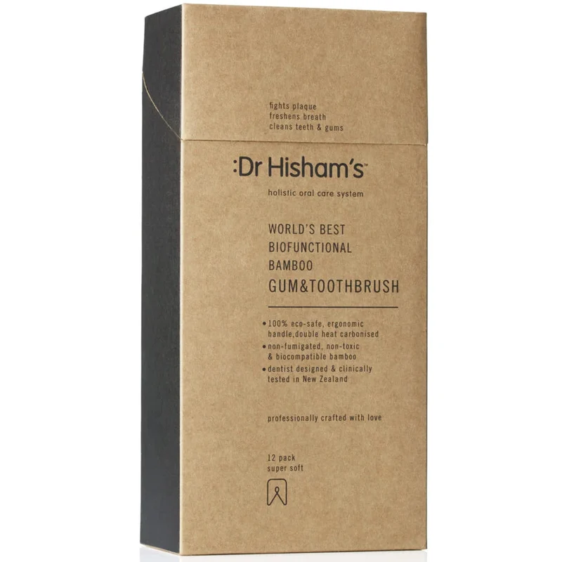 Dr Hisham's Bamboo Gum & Toothbrush - Box of 12 (Mixed)