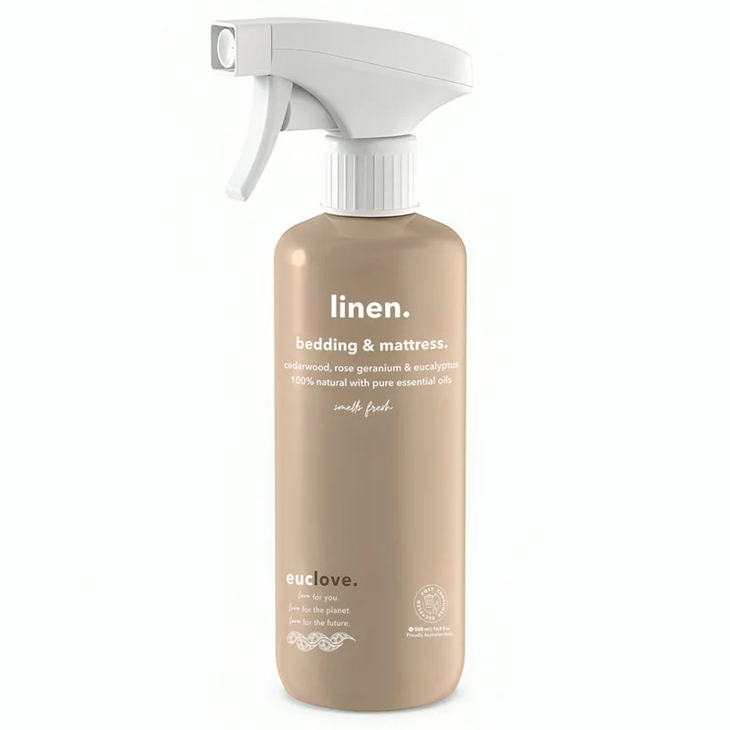 Euclove - Non Toxic Bedding & Mattress Linen Spray 500 ml - Rose Geranium & Himalayan Cedarwood (lavender free formula)
