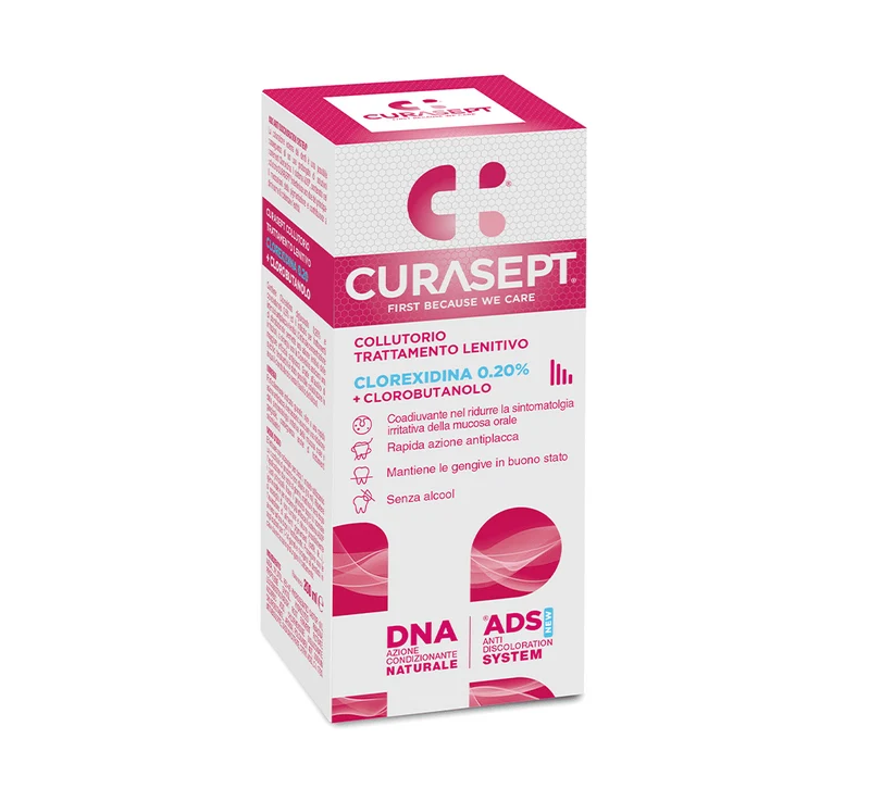 Curasept ADS DNA 0,20% Collutorio Lenitivo | Clorexidina Senza Alcool | 4x900ml