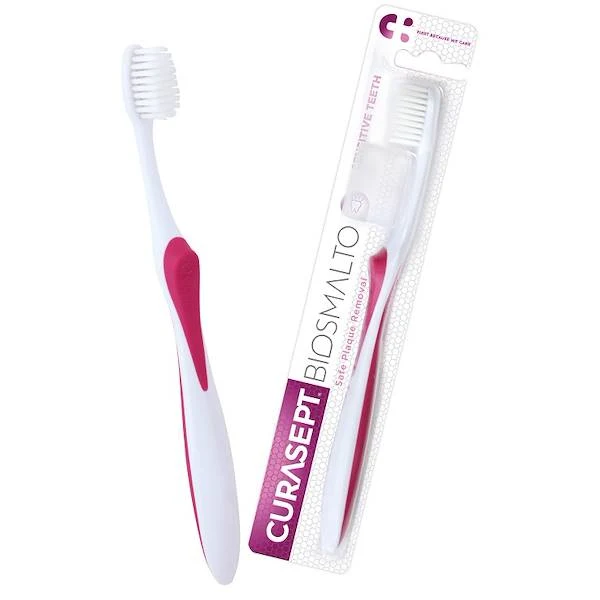 Curasept Spazzolino Sensitive Biosmalto | Setole Coniche 0,15mm | 6 pz