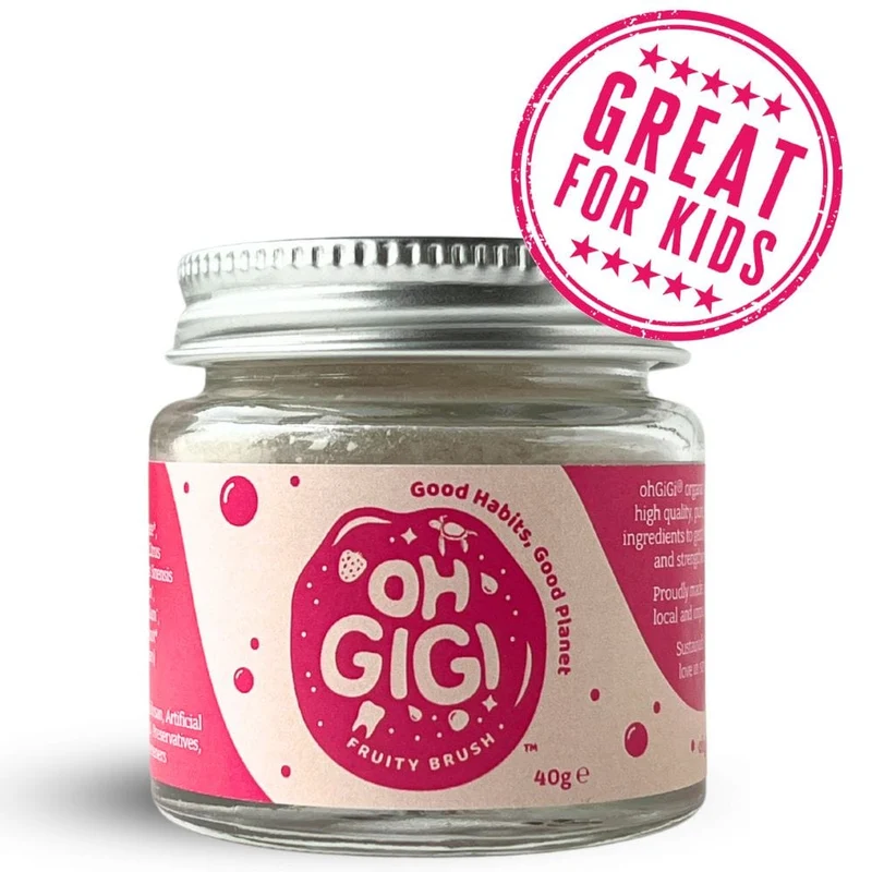OhGiGi Organic Tooth Powder - Fruity Brush - Great for Kids
