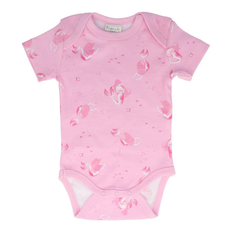 Organic Cotton Summer Baby Onesie - Mermaids Pink