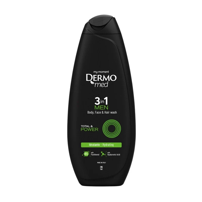 Dermomed Bagnodoccia Men 3in1 Body, Face, Hair Total & Power 250 ml — Gel doccia