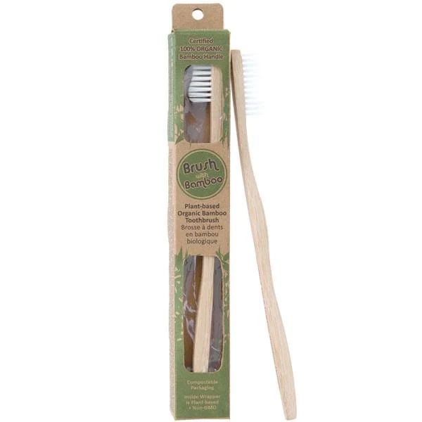 Brush with Bamboo Toothbrush Castor Bean Oil Bristles - ADULT Soft