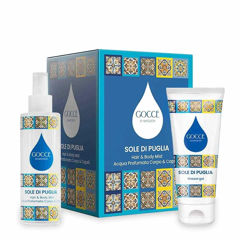 Gocce di Napoleon Sole di Puglia 200 ml + 150 ml — Set Fragranza Corpo e Detergente