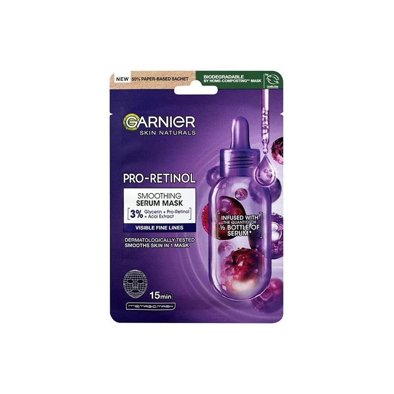 Garnier Skin Naturals Pro-Retinol Siero Levigante 22 g — Maschera Viso