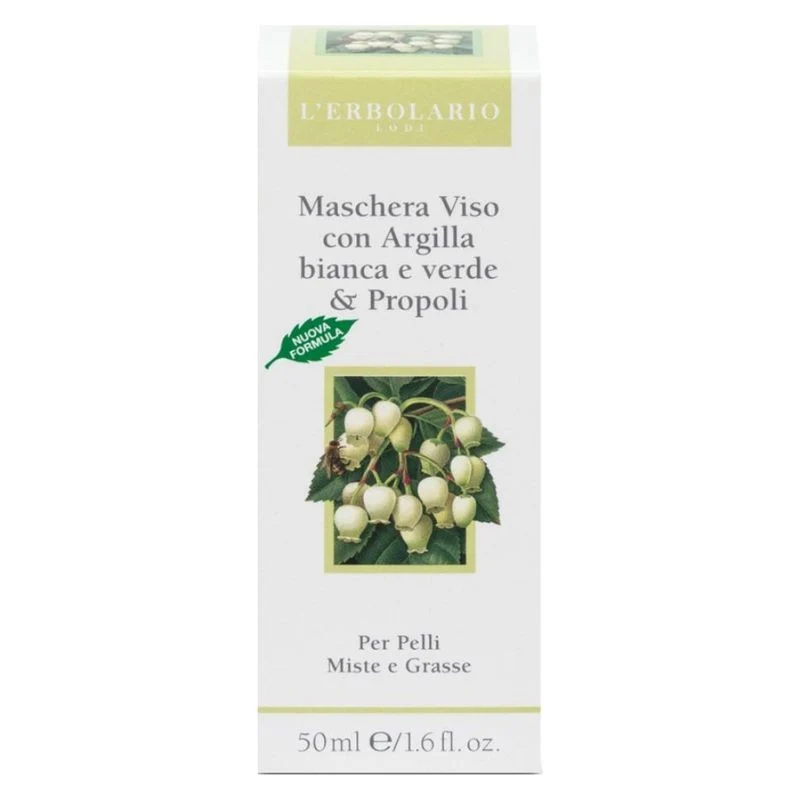 L'Erbolario Maschera Viso Con Argilla Bianca E Verde & Propoli 50 ml — Maschera Viso