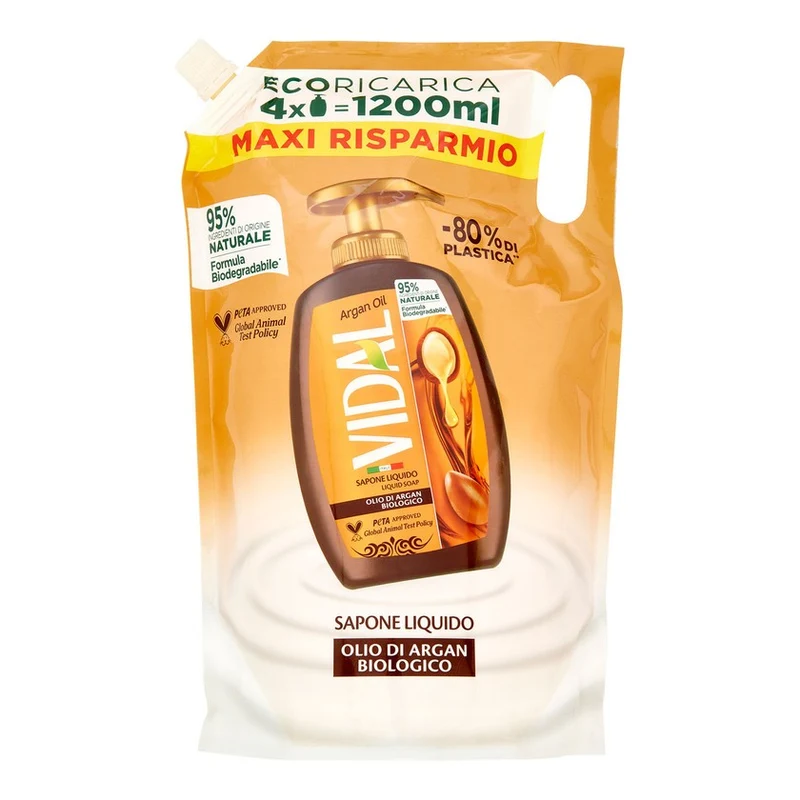 Vidal Sapone Liquido Argan 1200 ml Ecoricarica — Sapone liquido
