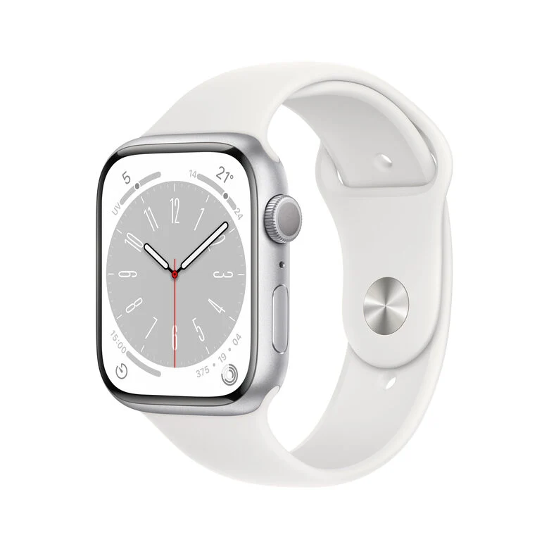 Apple Watch Series 8 GPS 41mm Cassa in Alluminio color Argento con Cinturino Sport Band Bianco - Regular