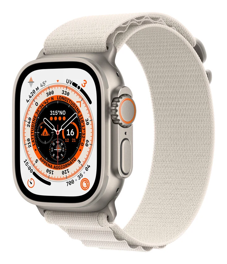 Apple Watch Ultra GPS + Cellular, 49mm Cassa in Titanio con Cinturino Alpine Loop Galassia - Medium