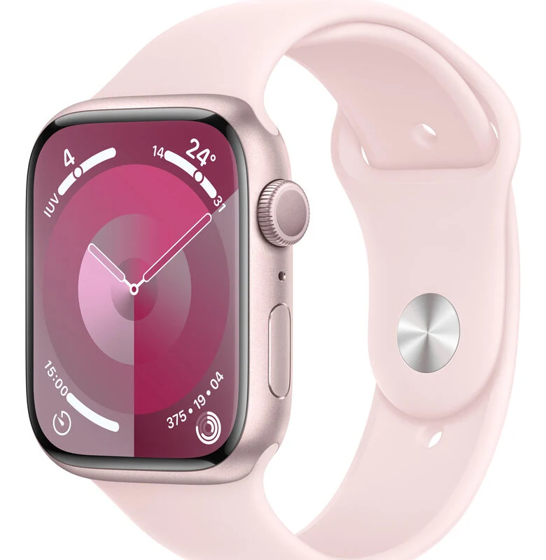 Apple Watch Series 9 GPS Cassa 45mm in Alluminio Rosa con Cinturino Sport Rosa Confetto - M/L