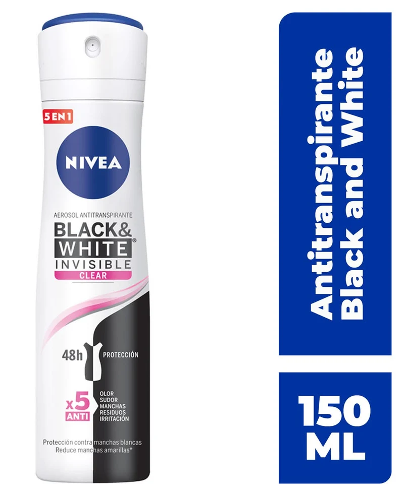 Nivea Antitraspirante Transparent Invisible Black & White 150 ml — Antitraspirante