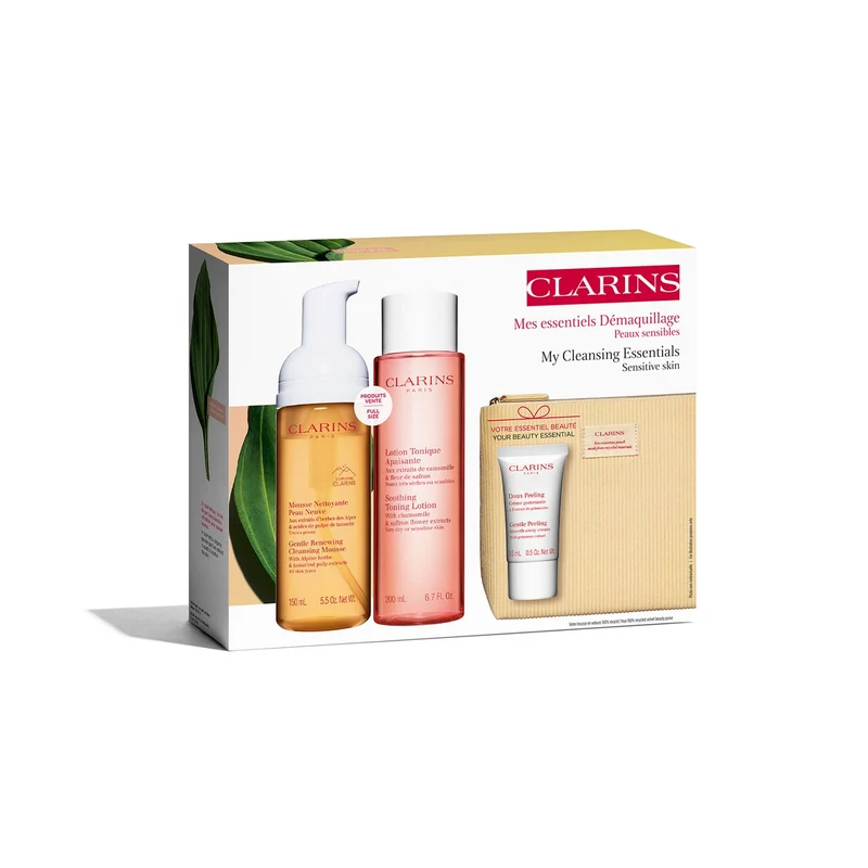 Clarins Detergente pelli sensibili 150 ml Latte detossinante 200 ml Lozione tonica ricostruttiva — Set viso