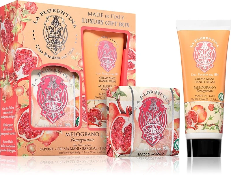 La Florentina Pomegranate Sapone e Crema mani — Cofanetto regalo