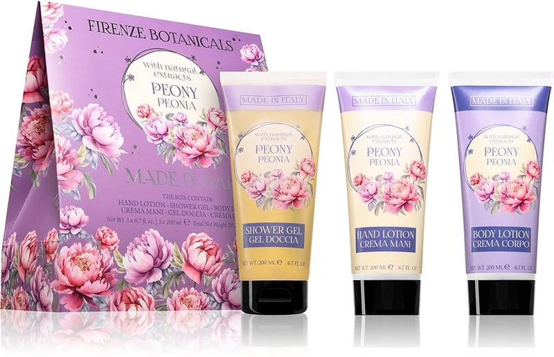 La Florentina Peony Crema mani, Gel doccia e Lozione corpo — Cofanetto regalo