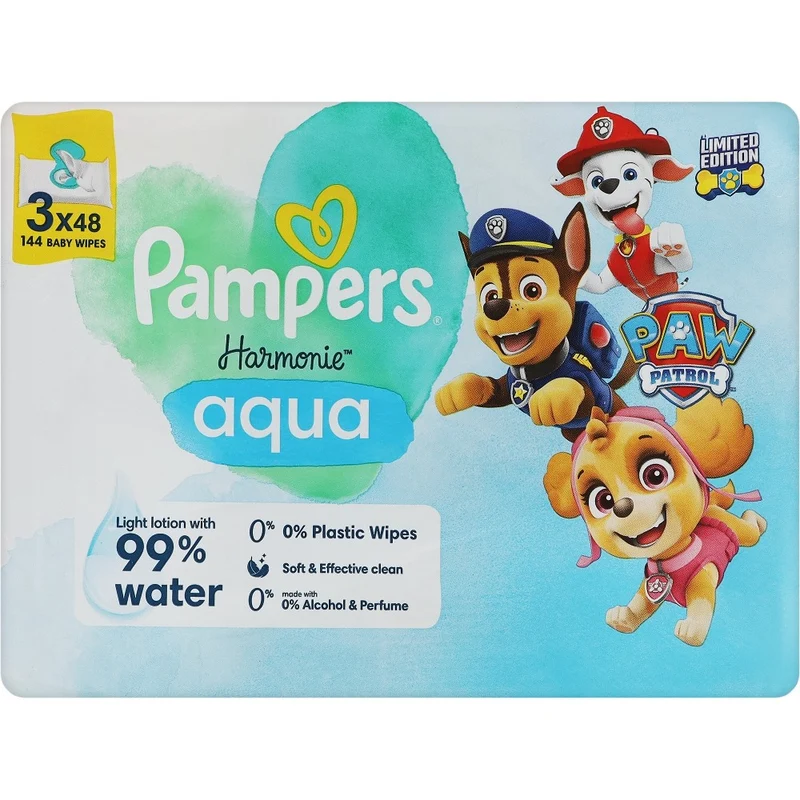 Pampers Harmonie Aqua Paw Patrol salviette detergenti umidificate 144 pezzi — Salviette bambini