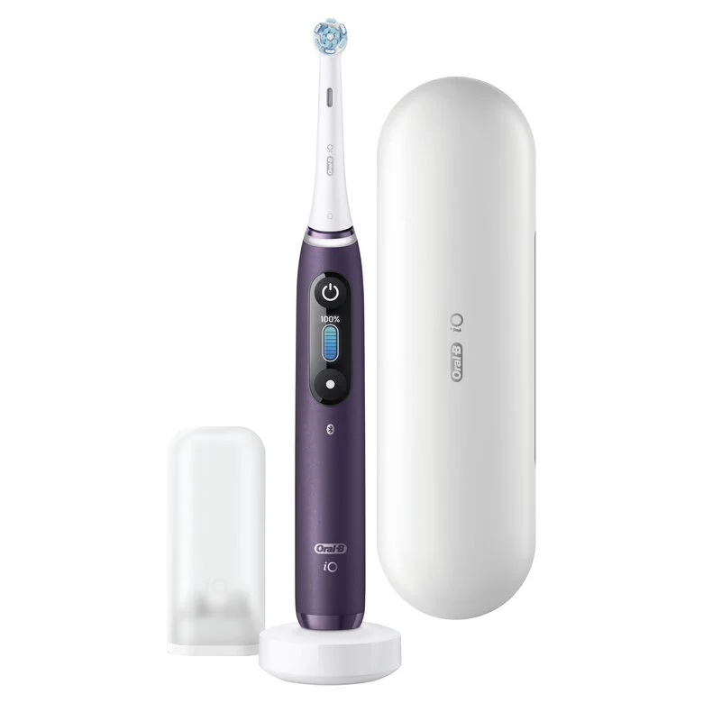 Oral-B iO - 8n - Spazzolino Elettrico Ricaricabile, 1 Spazzolino Viola Esclusivo Con Tecnologia Magnetica Rivoluzionaria, Display A Colori, 1 Testina, 1 Custodia Da Viaggio Premium