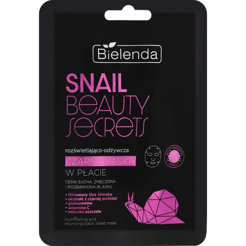 Bielenda Snail Beauty Secrets Maschera viso nutriente in tessuto per pelli stanche — Maschera viso in tessuto