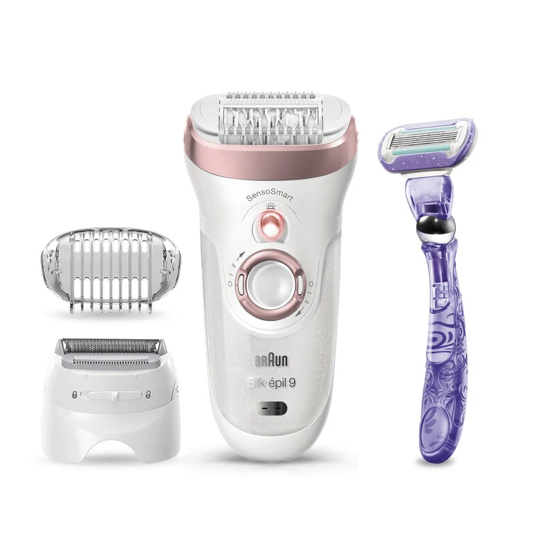 Braun Silk-épil 9 9-870, Epilatore Donna Bianco/Oro Rosa Per Una Rimozione Duratura Dei Peli