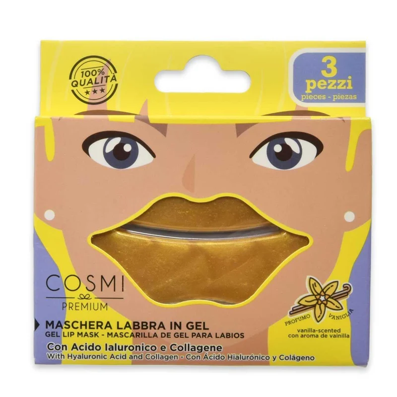 Cosmi Maschera labbra gel oro 3 pezzi — Maschera labbra