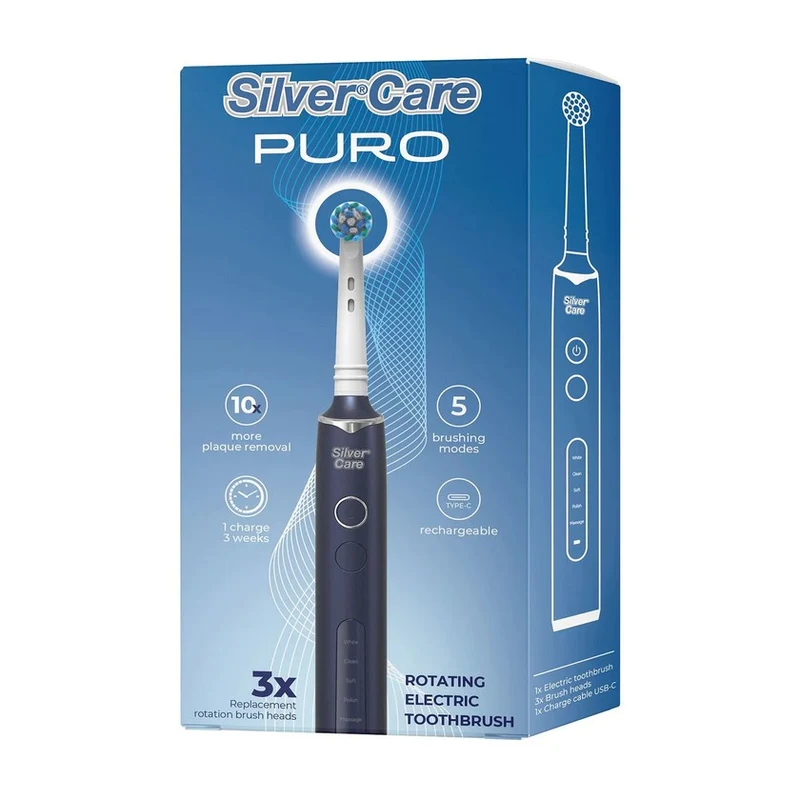 Piave Silvercare Spazzolino Elettrico Puro + 3 Testine — Spazzolino elettrico